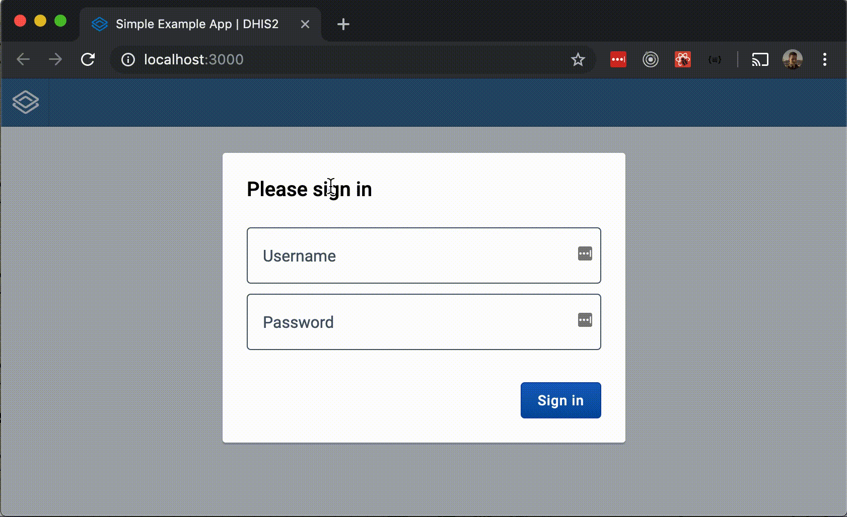 Empty application shell