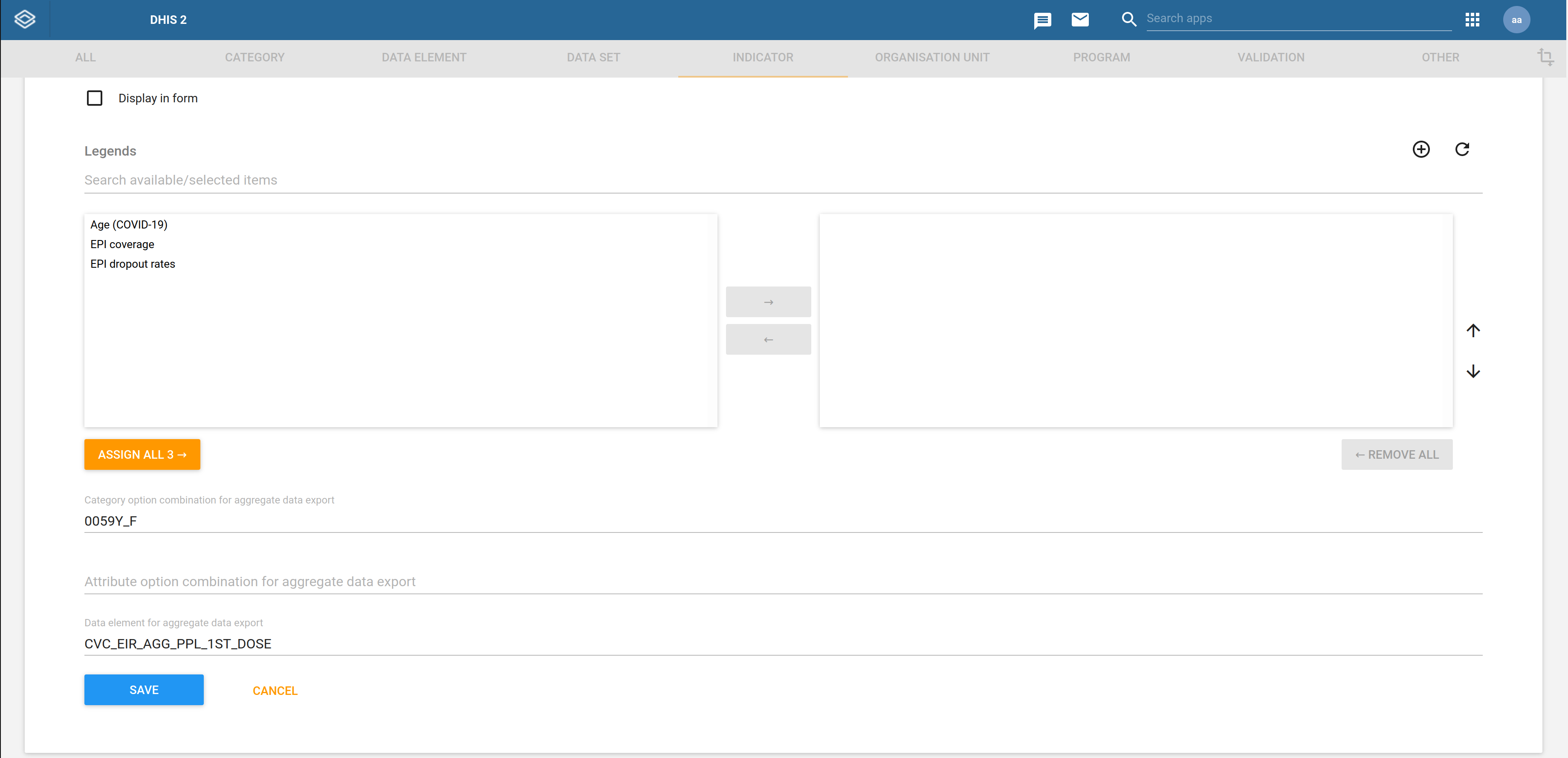 Program indicator config