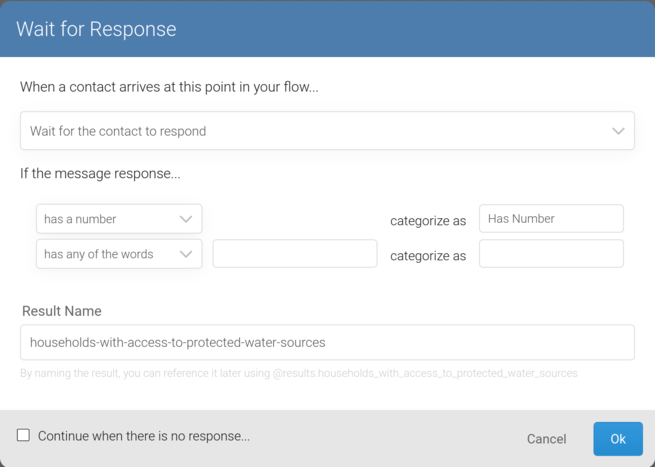 Data element flow result dialog